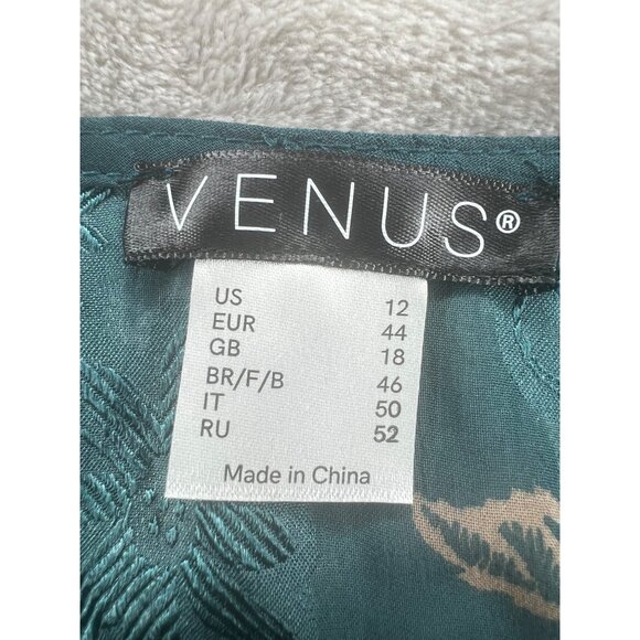 Venus Teal Floral Wrap Blouse Womens Long Sleeve V-Neck Size 12 - Picture 11 of 11